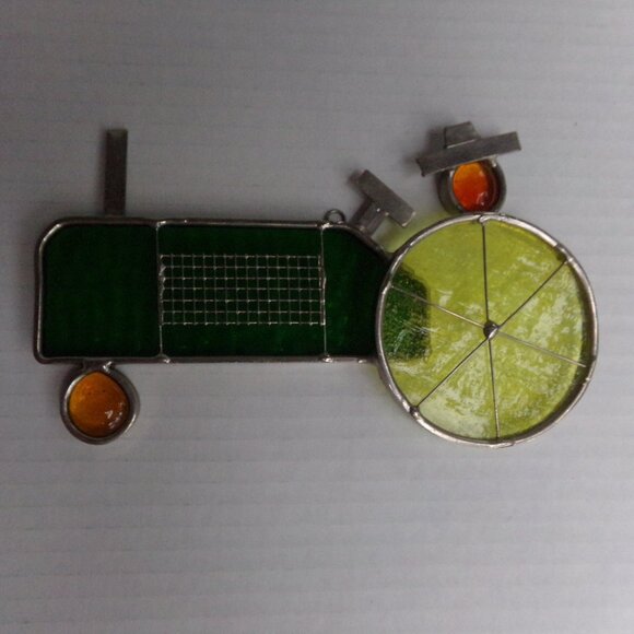 Stained Glass Window Suncatcher Yellow Green Farm Tractor - Picture 11 of 11